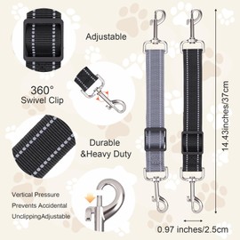 ElevateTech 2 Stück Hundehalsband Clips Verstellbarer Doppelverschluss Leinenverbinder sanfte Führung für Hunde geeignet für kleine Hunde zum Spazierengehen Laufen Training Reisen (Schwarz/Grau)