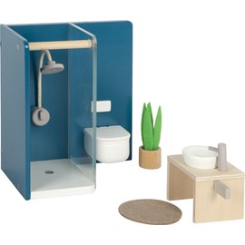 Small Foot 12630 Doll's House Furniture Bathroom Wooden Furniture Set for Dollhouse for Children from 3 Years