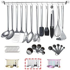 Stainless Steel Cooking Utensils Set,Kyraton 37 Pieces Kitchen Utensils Set, Kitchen Tool Gadgets Set with Utensil Holder Non-Stick and Heat Resistant Dishwasher Safe
