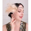 Aimimier 1920s Flapper Feather Headband Champagne Feather Headpiece with Rhinestone