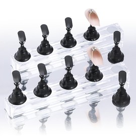 COLORBIRD Magnetic Nail Tip Stand Magnetic Nail Tip Nail Stand Clear (Black 10)