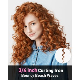 YEEGOR 3/4 inch Curling Iron,Extra Long Barrel Culing Wannd,100-240V Dual Voltage Hair Curler for Wave Curls,12 Temps