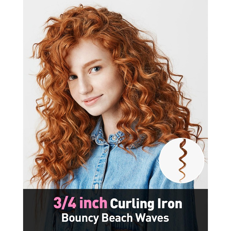 YEEGOR 3/4 inch Curling Iron,Extra Long Barrel Culing Wannd,100-240V Dual