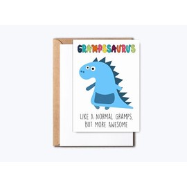 GreenStar Gifts Gramps Dinosaur Card Grampssaurus - Dinosaur Birthday Card - Gramps Birthday Card - Happy Birthday Card - Father's Day Card - Card For Gramps