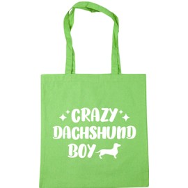 Hippowarehouse Crazy dachshund boy - dog Tote Shopping Gym Beach Bag 42cm x38cm, 10 litres