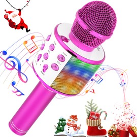 Wireless Bluetooth Karaoke Microphone for Children, Portable 4-in-1 Karaoke Machine Speaker, Home KTV Player with Recording Function, Compatible with Android iOS and PC (Black)