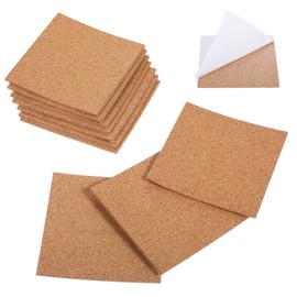 24Pcs Cork Coasters, 4 x 4 Inch Square Cork Sheets 2mm Thick Self-Adhesive Cork Sheets for Wall Decor and DIY Adhesive Soft Cork Tiles for Office School and Home