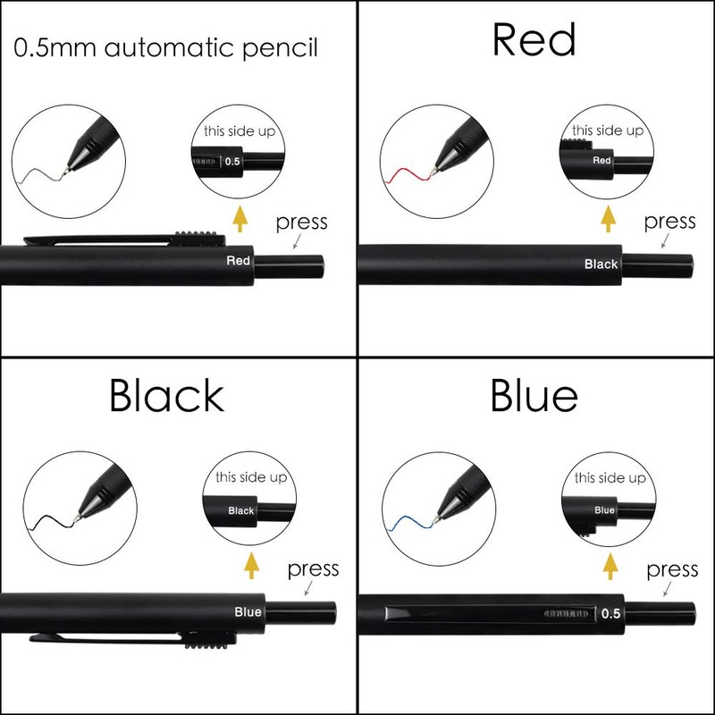 smttw 4 in1 Multi-Function Refillable & Retractable Ballpoint Pen +