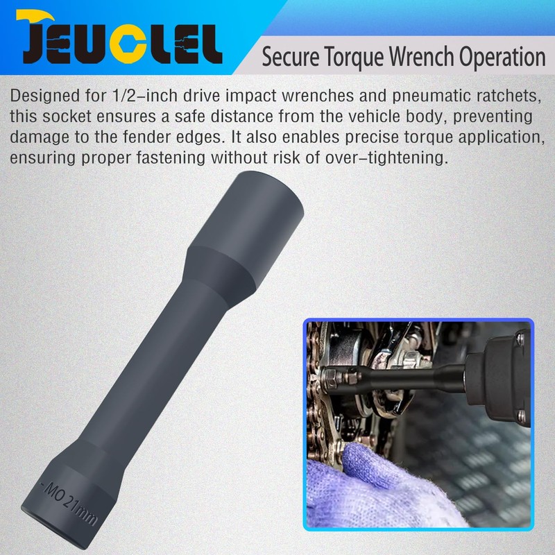 JEUCLEL 21mm Extra-long Twist Socket, 12.5 mm 1/2 inch Drive