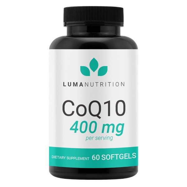 Luma Nutrition CoQ10 400mg Softgels - Premium Coenzyme Q10 - Co Q-10 200mg Softgel / 400mg Per Serving - 60 Liquid Softgels