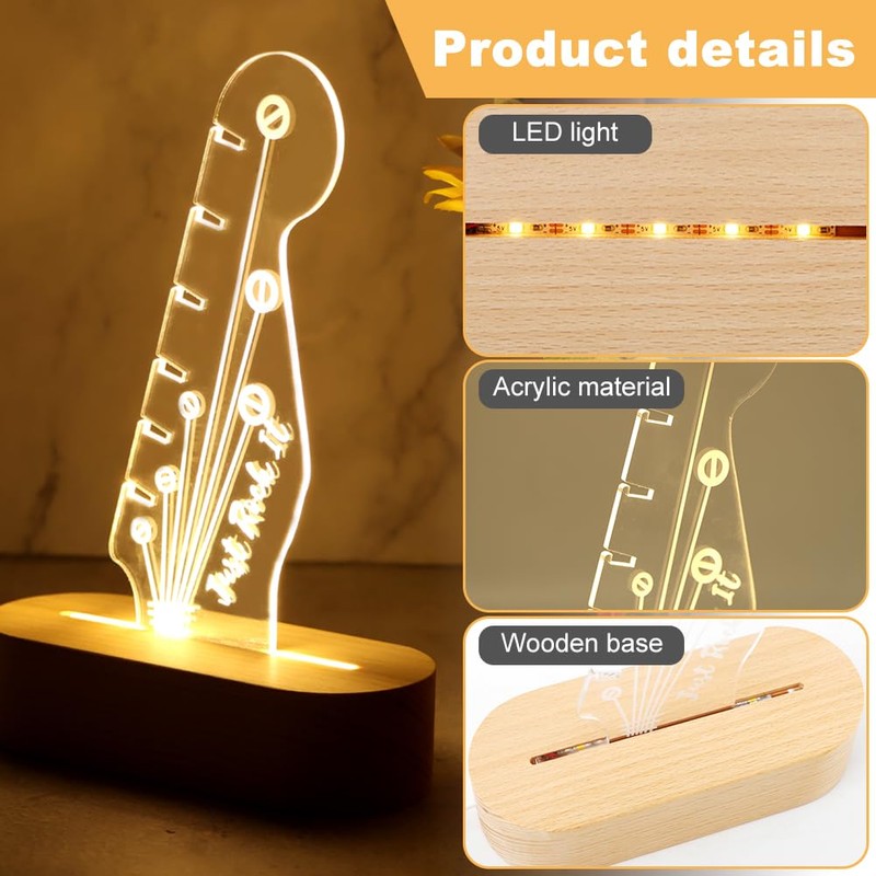 Hogurin Light Up Guitar Pick Holder, Acrylic Wood Desktop Picks