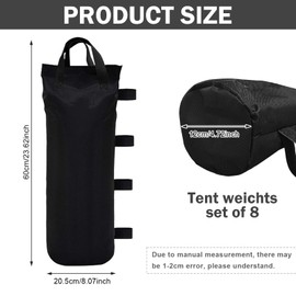 Pack of 8 Sandbags, Sandbag, Gazebo Sandbags, 50 x 20 cm, Sandbags Gazebo Weight, Sandbag for Weighting Down for Gazebos, Garden Tents, Marquees, Weights, Stand Safety