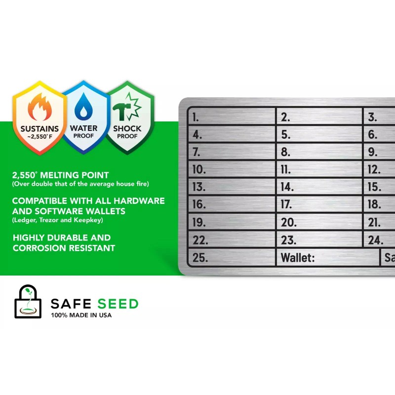 Safe Seed Stainless Steel Metal Wallet Stamp Plate Crypto Seed