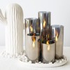 Girimax Grey Glass Flameless Candles with Remote, Flickering LED Votive