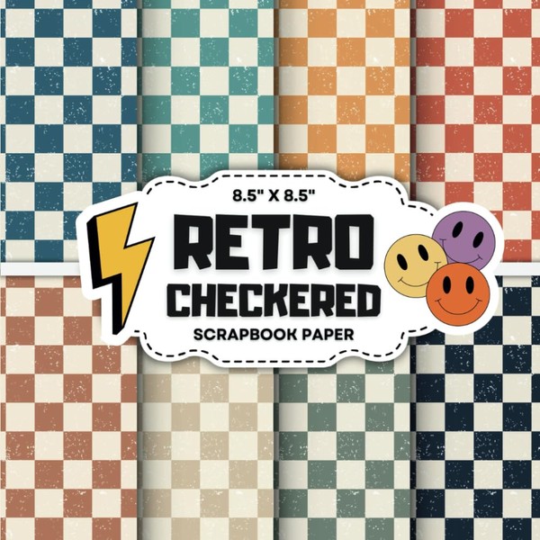 Retro Checkered Scrapbook Paper Collection: Decorative Double-Sided Checkerboard Craft Papers