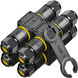 PEBA Cable Connector Waterproof 3-Pin 2-Way IP68 Waterproof Cable Connector 4-12 mm Cable Diameter, Outdoor Junction Box, 3-Conductor, Connection Clamp with Lever for Outdoor, Junction Box, Pack of 4