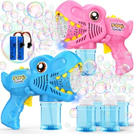 Yunaking Toys for Boys Girls Ages 4-8 - 2 Pack Bubble Machine Gun Rechargeable Dinosaur Toy Gift for 4 5 6 7 8 Boy Girl Kids Toddlers Outdoor Toys 4-6 Easter Basket Stuffers Christmas Valentines Gift