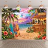 ZTHMOE Fabric 7x5ft Summer Hawaiian Beach Backdrop Tiki Bar Banner