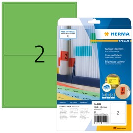 HERMA 4499 Coloured Labels A4 199,6x143,5 mm green removable paper matt 40 pcs.