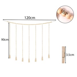 Gotetiso Macrame Hanging Photo Display Wall Decor Picture Frame Macrame Wall Hanging Picture Frame Collage Photo Garland Wood Beads Garland Photo Wall Photo Frame Wall Frame with 45 Clips for Home