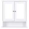 Multi-Function Toilet Wall Cabinet with Double Mirror Doors, Space-Saving Storage,