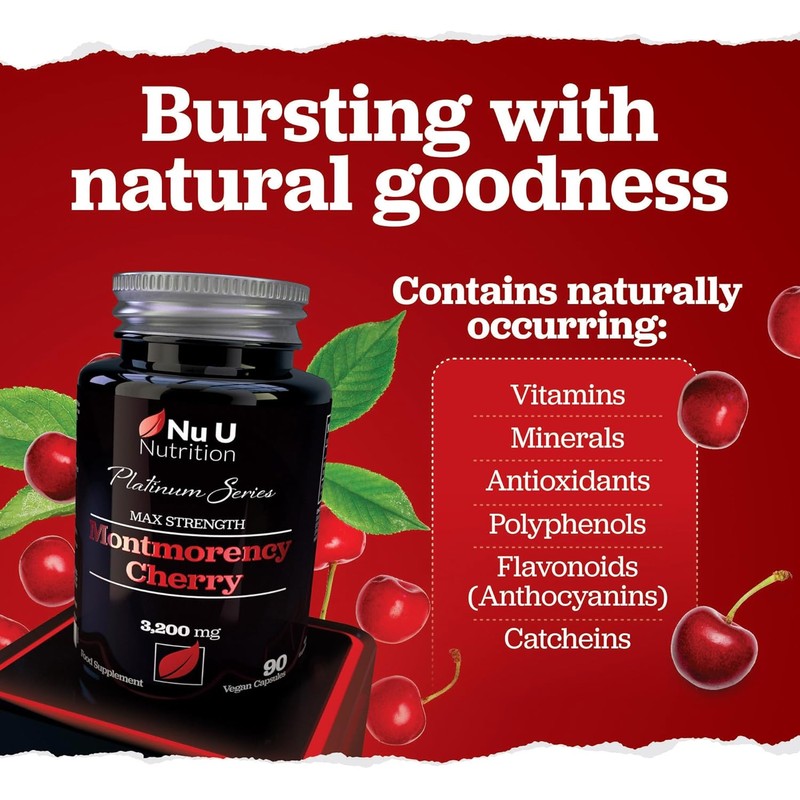 Montmorency Cherry Capsules 3200mg – High-Strength Tart Cherry Extract –