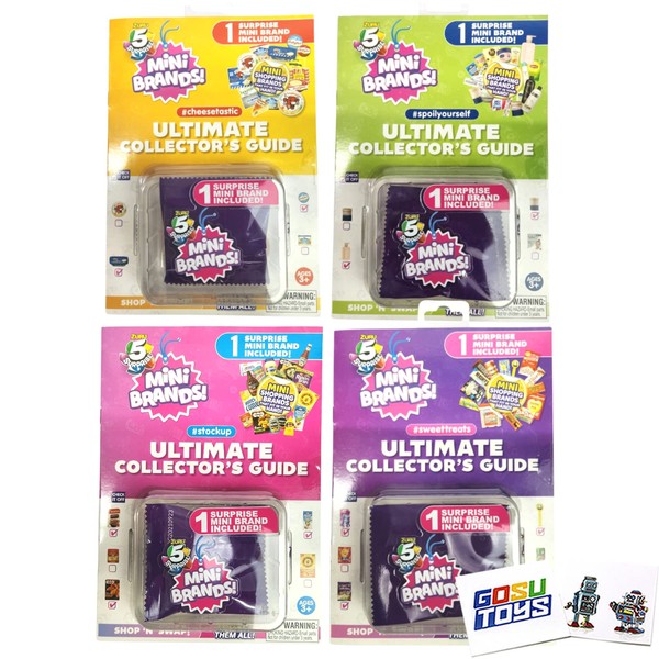 5 Surprise Mini Brands Ultimate Collector's Guide (4 Pack) #cheesetastic, sweettreats, spoilyourself, stockup with 2 Gosutoys Stickers