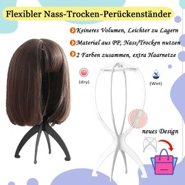 WXYYKX Wig Stand, Practical Wig Holder, 35 cm High, Foldable, Instead of Styrofoam Head, Ideal for Drying the Wig, Hairpieces with Extra Wig Nets, Black