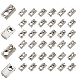 Bhina Pack of 40 M6 T-Slot Nuts Stainless Steel, T Nut M6 30, T-Slot Nuts with Ball, M6 Aluminium Solar Sliding Nut Thread Groove Slot Nut Ball for Aluminium Profile, Sliding Nuts for Aluminium