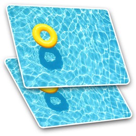 Rectangle Stickers (Set of 2) 10cm - Swimming Pool Rubber Ring Fun Decals for Laptops,Tablets,Luggage,Scrap Booking,Fridges, 14393