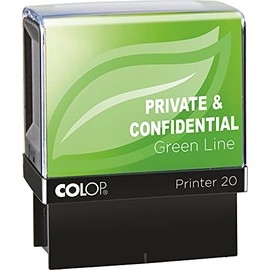 COLOP Green Line PRIVATE & CONFIDENTIAL Stamp - Red Ink | 148220 | 37x13mm Eco-Friendly Office Word Stamp