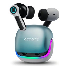 Audífonos Bluetooth Gamer Inalámbricos Occiam G07 In Ear Azul - Luces RGB Cool, 80H Duración, 10mm HIFI, 360° Sonido Surround, 45ms Latencia Baja, Doble Micrófono, Carga Rápida 10min