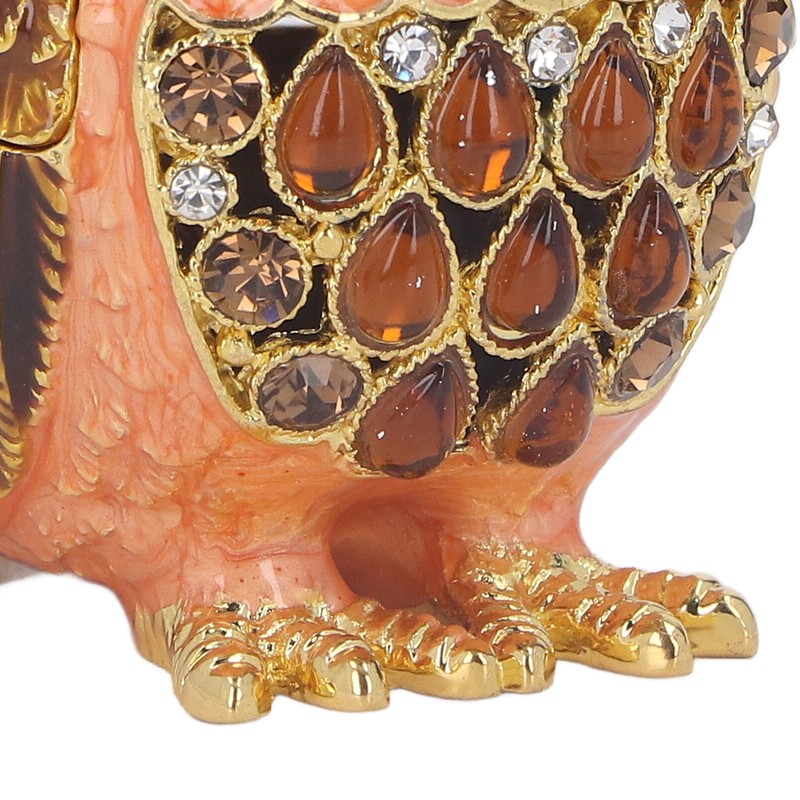 Owl Trinket Box Cute Appearance Brown Metal Jewelry Box for