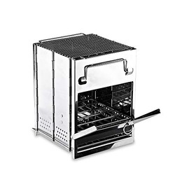 Zento Deals Wood Burning Folding Camp Stove, Stainless Steel, Foldable Grill Survival, Easy to Carry, Small Portable Backpacking for Hiking Camping and BBQ, for Grilling, Cooking, and Reheating