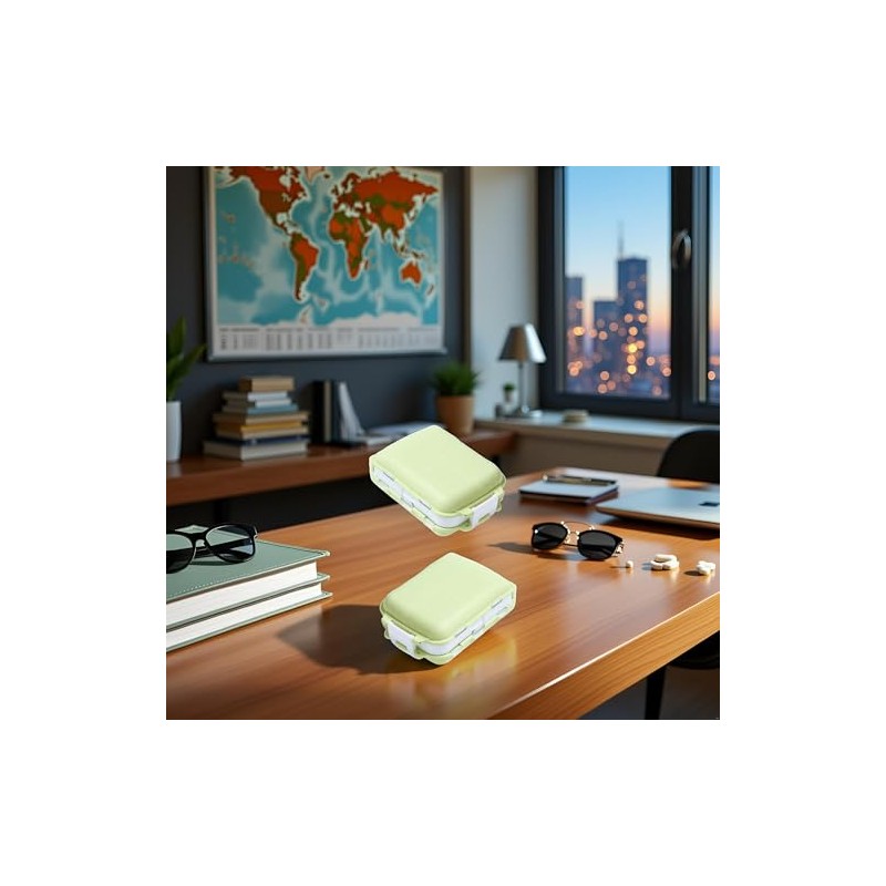 1Pc Green Travel Pill Case Pill Container, Three-Layer 8 Compartments