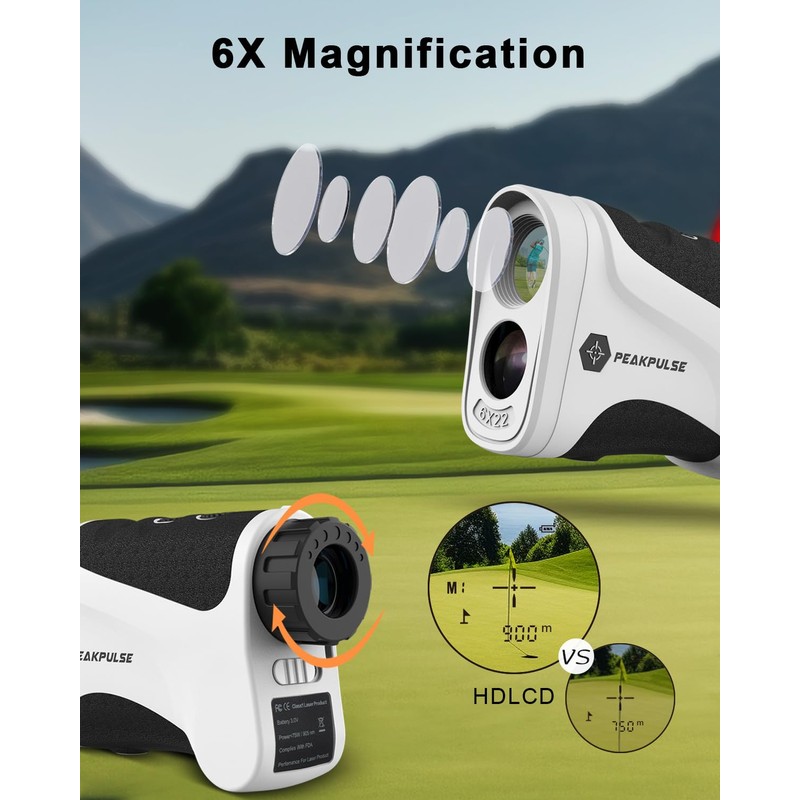 PEAKPULSE Golf Range Finder,1700 Yards Golf Rangefinder with Slope Compensation