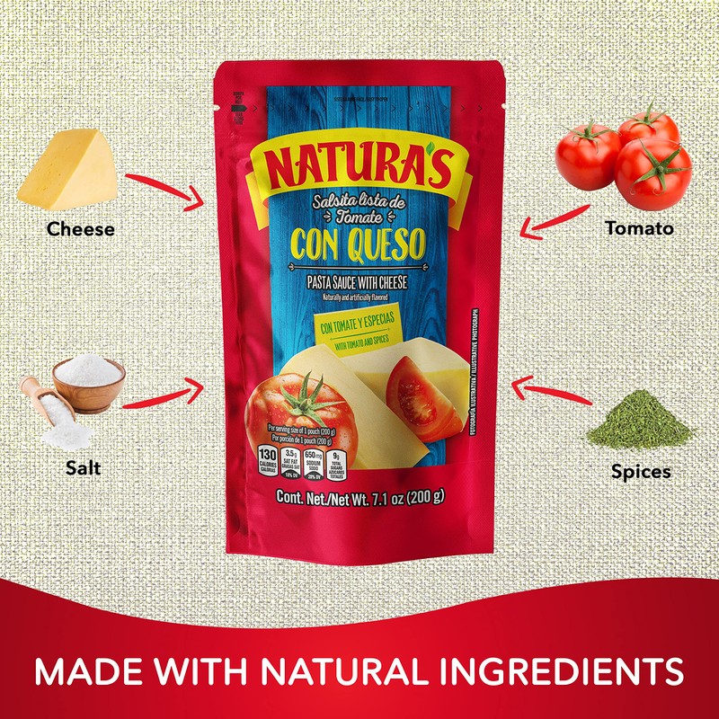 Natura's Cheese Pasta Sauce, 7.1oz. Pouch (Pack of 3)
