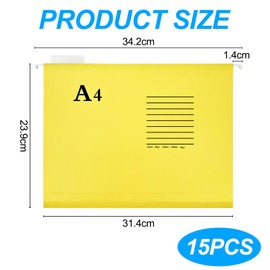 Traxenta Foolscap Hanging Files A4 Hanging Files, Coloured Hanging Folders for DIN A4, Suspension File with Tabs and Card Inserts, for Office, School, Home, Work, Organisation, Pack of 15