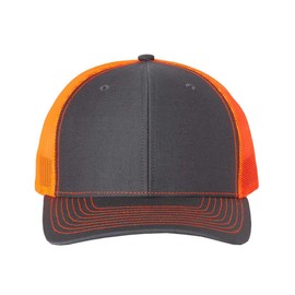 RICHARDSON Snapback Trucker Cap, Adjustable, Charcoal/Orange