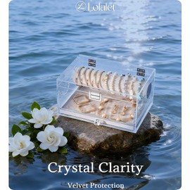 Lolalet Acrylic Bracelet Organizer Box, Clear Jewelry Display Holder for Bangles Watches, Jewellery Accessories Storage Case for Women -with Drawer