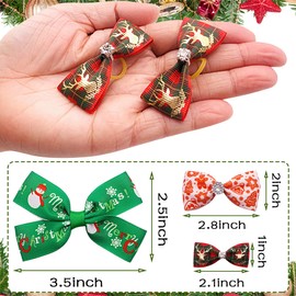 PET SHOW 20Pairs 2" 3" 4" Christmas Big Dog Hair Bows with Rubber Band for Small Medium Large Dogs Rhinestone Bowknot Topknot Cats Rabbits Girl Boy Xmas Party Grooming Hair Accessories