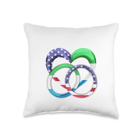 American Flag Heart Wedding Rings Marriage Sierra Leone Throw Pillow