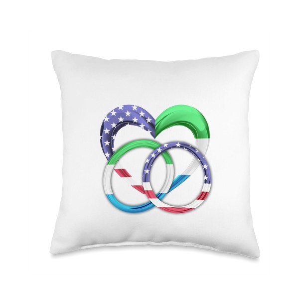 American Flag Heart Wedding Rings Marriage Sierra Leone Throw Pillow