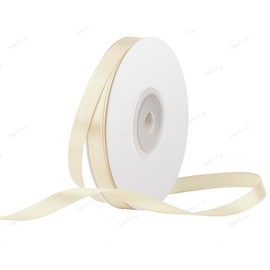 Beige Ribbon, 1/4 Inch x 25 Yards Solid Color Fabric Satin Ribbons for Gift Wrapping, Crafts, Making Leis and Bows, Flower Bouquets and Wedding Party Decoration