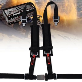 (Black) 4 Point Harness - 2 Inch Webbing and Padding - Sternum Strap (Single)
