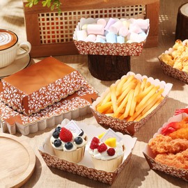 Dunzoom 50 Pcs Mexican Paper Food Trays Dia De Los Muertos Plates Cielito Lindo Fiesta Nacho Trays Disposable Hot Dog Taco Snack Boat for Day of The Dead Party Supplies Decoration(Platos De Barro)