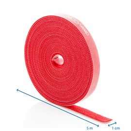deleyCON 5 m Velcro Cable Ties Velcro Tape Roll 10 mm Wide Cable Management Cable Organiser Velcro Cable Tie Velcro Can Be Cut to Size Red