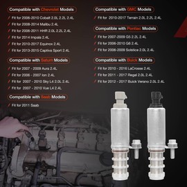 Intake and Exhaust Camshaft Position Actuator VVT Solenoid Valve Kit with Camshaft Crankshaft Engine Sensor- Compatible with Chevy,GMC,Pontiac,Saturn,Buick- Replace# 12655420,12655421,12577245,907-799