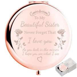 boutikpro boutikpro Sister Gifts Compact Mirror, to My Beautiful Sister Gorgeous Rose Gold Compact Mirror Unique Friend Gift Mirror for Women Girls Sisters for Women BFF