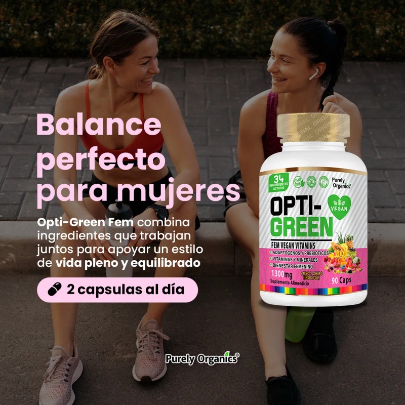 Opti Green Fem | Vitaminas Veganas Para Mujeres | 90